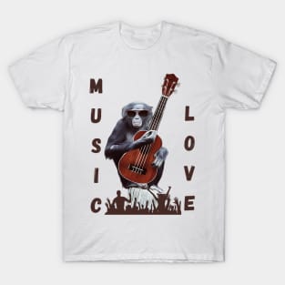 monkey music love dance guitar T-Shirt